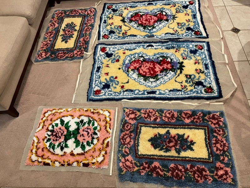 Vintage Shag Latch Hook Rug Kit Wall Yarn Art Large Lot #6 Shabby Chic Soft Pink