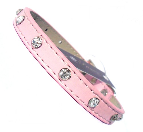 Diamante Crystal Dog Collar / Lead / Set Puppy Rhinestone Baby Pink Blue 6-14" - Picture 6 of 33