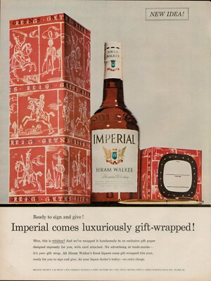 1955 Hiram Walker Imperial Whiskey Alcohol Vintage Print Ad Blended Christmas