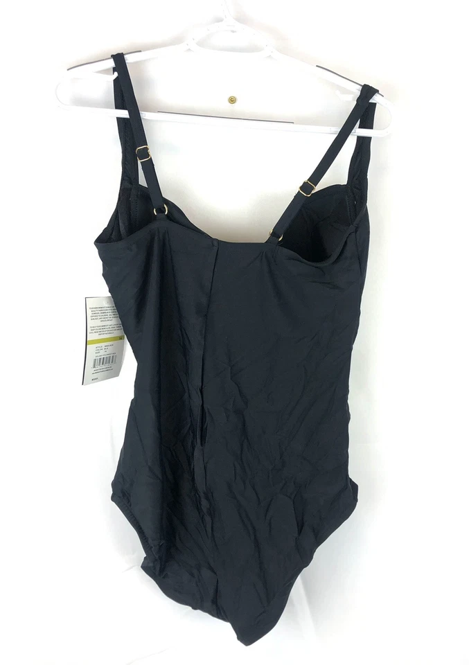 Traje de baño Maxine Of Hollywood para mujer negro con frente torcido de una pieza talla 14 Foto 2 de 4