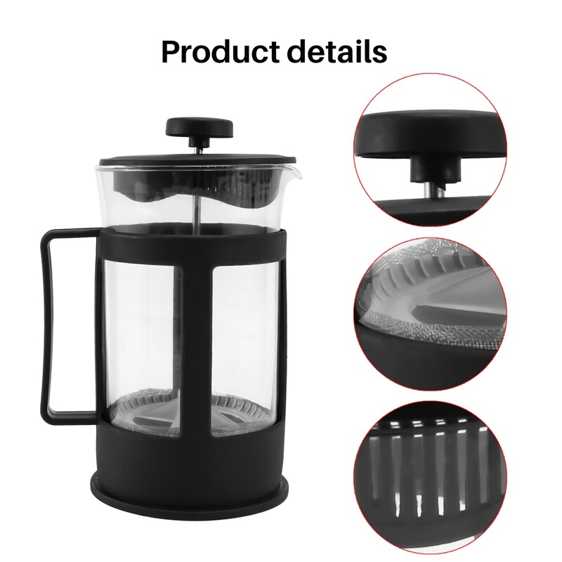 Glass French Press Coffee Tea Maker, 600Ml Coffee Press, Borosilicate