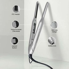 KIPOZI 3/10" Titanium Mini Pencil Flat Iron Straightener Curler for Short Hair 2