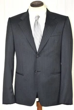 Perfect Emporio Armani *Robert Line* Charcoal Grey Pinstripe Suit Trim 38 R