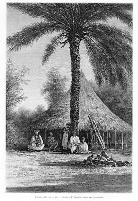 Guinea-Bissau. Bacary-Lombi. Original-Holzstich von 1889
