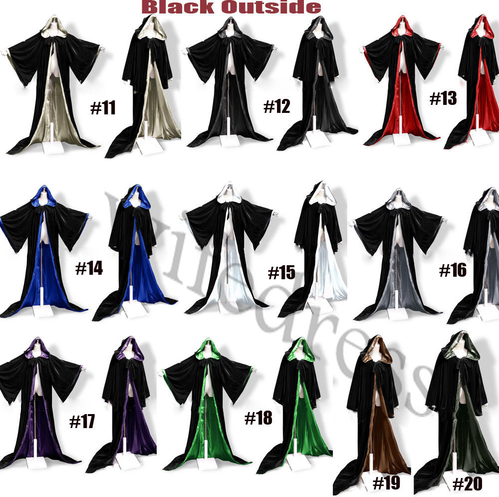 ️ Hooded Velvet Wizard Cloak/Cape Men Halloween With Sleeves Robe