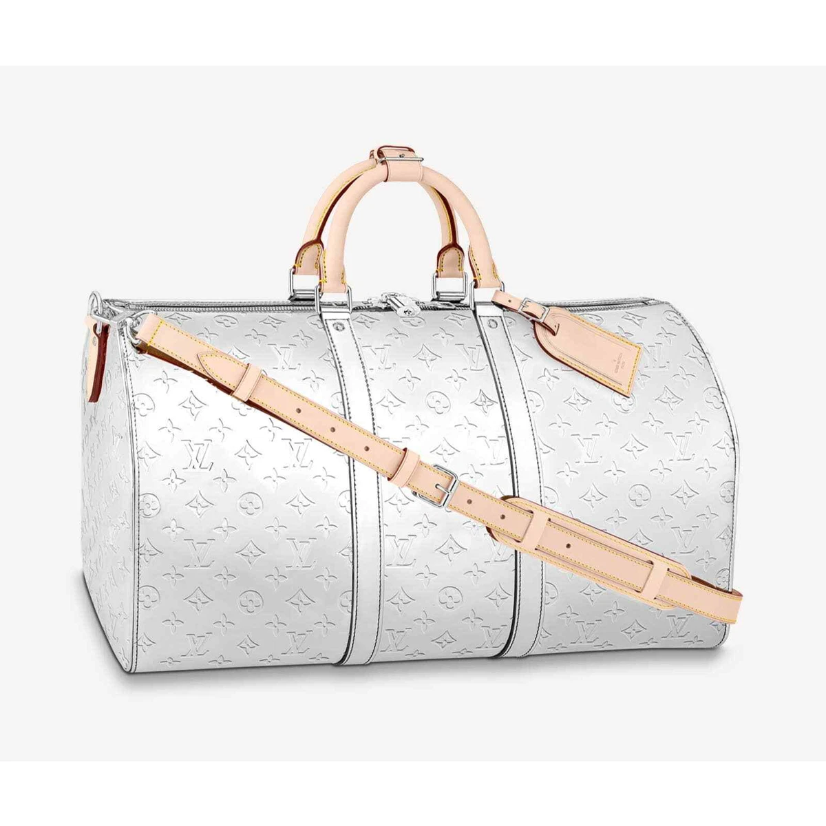 Louis Vuitton Keepall Bandouliere 50 Silver Mirror Monogram Weekend Travel  Bag