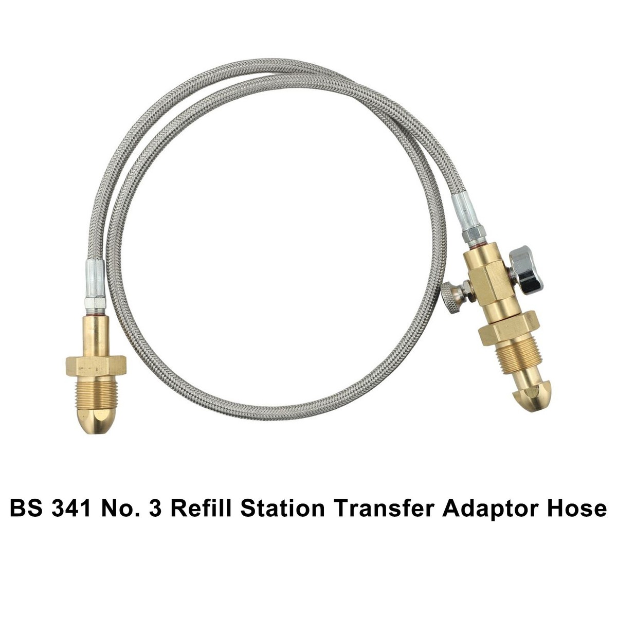 Argon Refill Hose – High Pressure Stainless Steel Braided, 90 Cm, G 5/8" RH Thread, BS 341 No. 3 (UK), 2000 PSI, For Welding Gas Cylinder Transfer