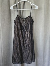 Black Lace Slip Dress Corset Front Size L