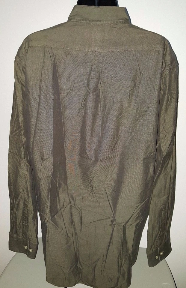 Camisa Lands' End Para Hombre Talla 16 34/35 Regular Verde Marrón Foto 3 de 3