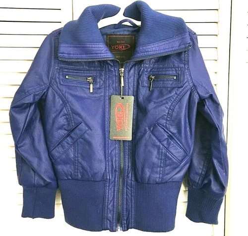 New York Yoki Unisex Childrens Childs Faux Leather Jacket Coat Size 5 6 6X
