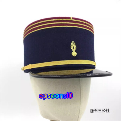 Vintage French Kepi Cap Cylindrical Cap Flat Top Hat Halloween Cos