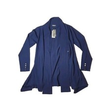BNWT TM Lewin Womans Long Tie Navy Blue Merino Wool Cardigan Small - RRP £99