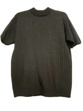 MED Short Sleeve Turtleneck Black Sparkly Stretchy Lightweight Top, Very Soft