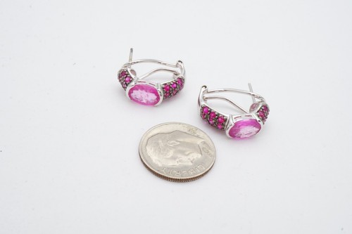 14k White Gold Ruby Leverback Earrings - Picture 8 of 9