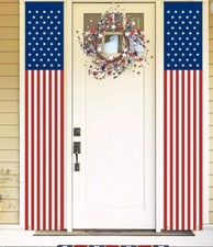 4th of July Patriotic Banner Decor, Brave and Free Door Thin Signs X2 Two Pack