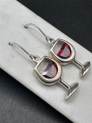 SILPADA 925 Sterling Silber Ohrhänger Rotwein Ohrringe mit facettiertem Glas W0678