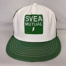 Svea Mutual Trucker Hat Vintage Men OS Green White Mesh Snapback USA Made
