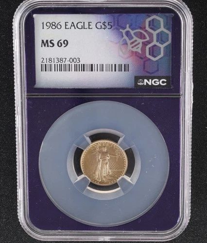 1986 Gold Eagle $5 Tenth-Ounce MS 69 NGC 1/10 oz.