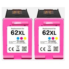 2pcs 62XL Color Ink Cartridges for HP Printers 62 XL Color