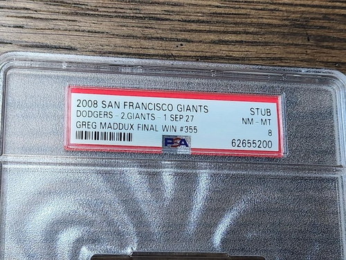 Biglietto Greg Maddux MLB Final Win 355 Stub PSA 8 - Total Pop 4, questo è il migliore! - Foto 3 di 4