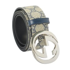 Gucci 100 Leather Metal Silver Double G Buckle Guccisima Belt US 36 IT 90