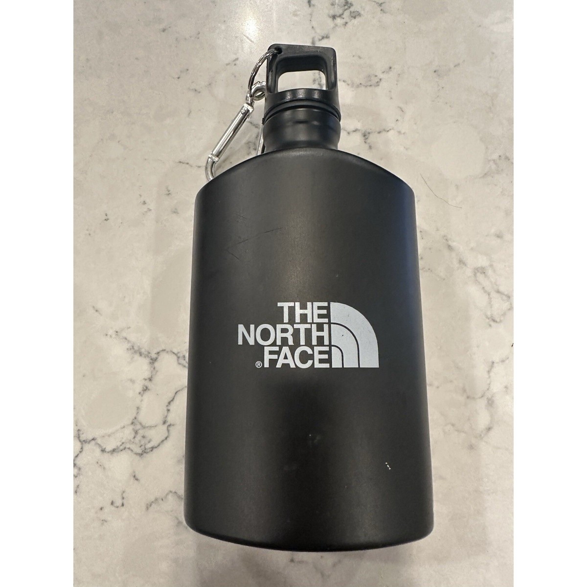 The North Face Black Aluminum Water Bottle Flask with Carabiner