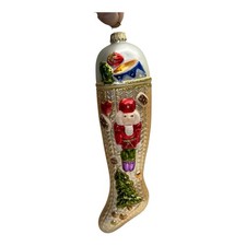 Long Glass Christmas Stocking Ornament with Gifts (Model LX205)