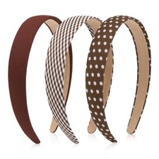 3 Pcs Brown Polka Dot Headbands for Women Girls