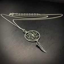 Sterling Silver Dreamcatcher Necklace with Feather Charm