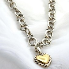 David Yurman Cable Cookie Classic Heart Charm 6mm Bracelet DY925 750