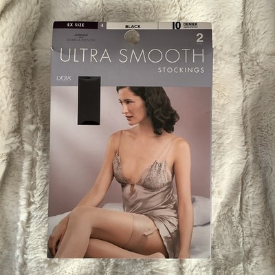 Zwei Paar M&S Ultra Smooth Strümpfe Schwarz Extra Large