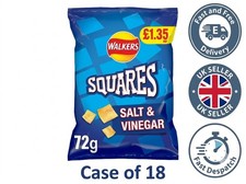 Walkers Squares Salt & Vinegar Crisps 72g PMP Case of 18 BK182