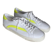 Madewell White Yellow Stripe Sidewalk Low-Top Sneakers Leather L3243