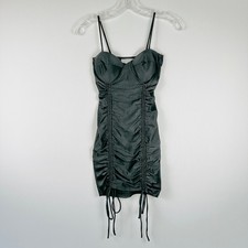 Studio 1011 Black Bodycon Dress Small Ruched Spaghetti Strap Clubwear Party