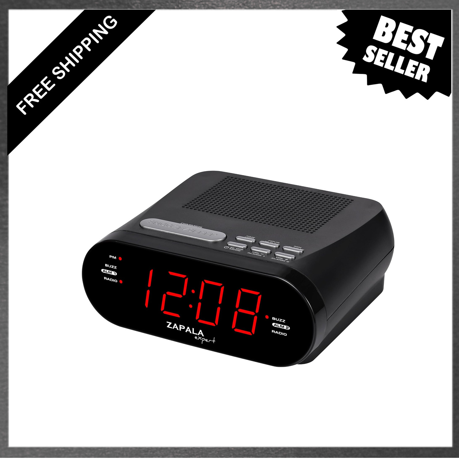 Alarm Clock Radio with Bright LED Display Alarm Clock Radio with Bright LED Display, Dual Alarms, USB Charging Port, FM image