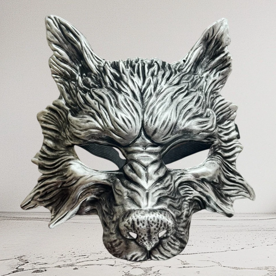 Wolf Mask Animal Masquerade Halloween Costume Party mask (Resin material) Silver - Image 2 of 4