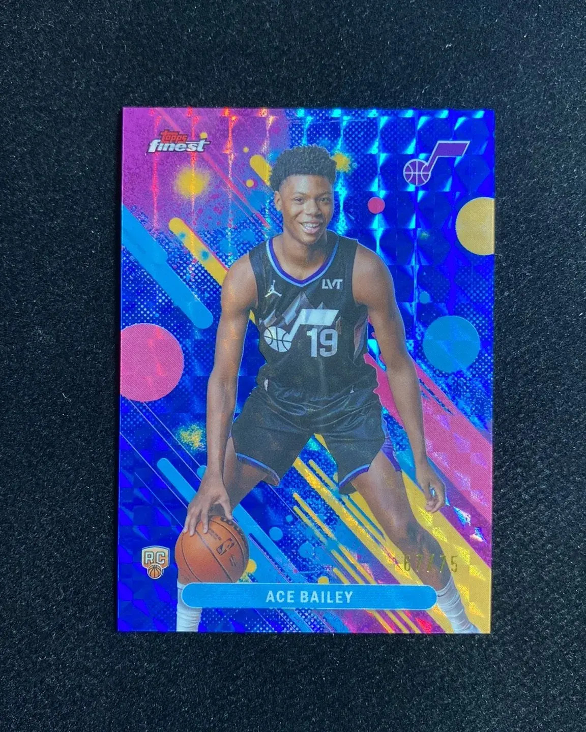 2025-26 Topps Finest Ace Bailey #5 Common Blue Geometric 67/75 RC Rookie RB60