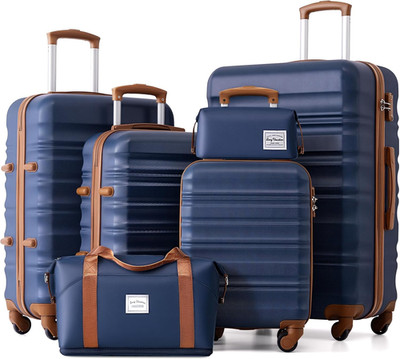 LUGGAGE SET 6 PIECE LUGGAGE ABS HARDSHELL TSA LOCK SPINNER WHEELS LUGGAGE CARRY
