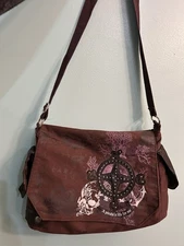 VTG RARE Pirates Of The Caribbean Brown Embellished Messenger Bag 12x11”