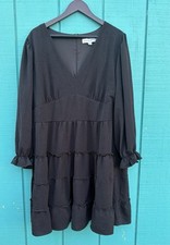 Emma And Michelle 18w Little Black Dress Long Sleeve With Ruffles At The Wrist