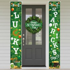 St Patricks Day Door Banner Decorations St.Patrick  s Day Porch Sign Lucky Irish