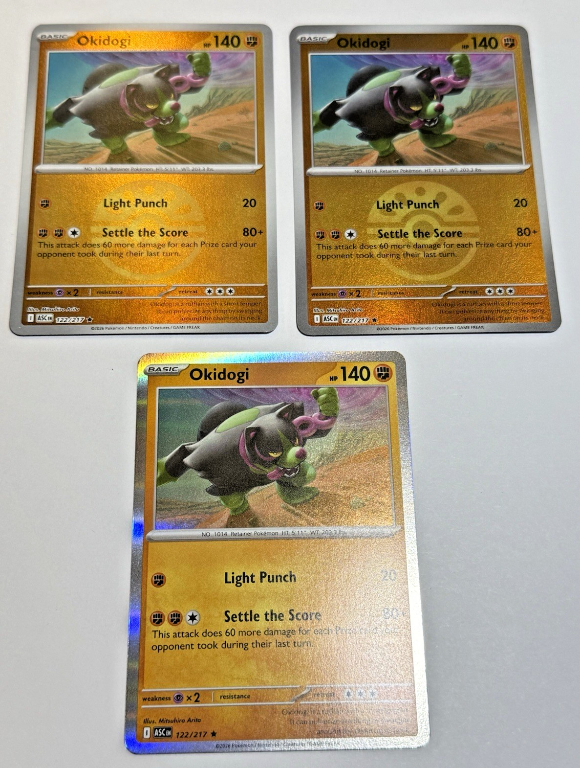 Pokemon Okidogi 122/217 - 2 Reverse Holo + 1 Holo Lot - Ascended Heroes