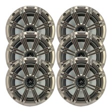 Kicker 6.5" 195 Watt Max Marine Boat Audio Speakers Qty 6 w/ Silver Grilles