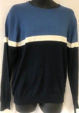 Primark Mens Jumper Navy Stripped Cotton UK size large new with tags- Free P & P