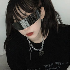 Rimless Rectangle Sunglasses Futuristic Style Wrap Around Sun Glasses unisex