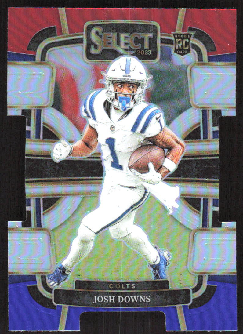 2409F 2023 Panini Select #44 Josh Downs Red and Blue Prizms Die Cuts