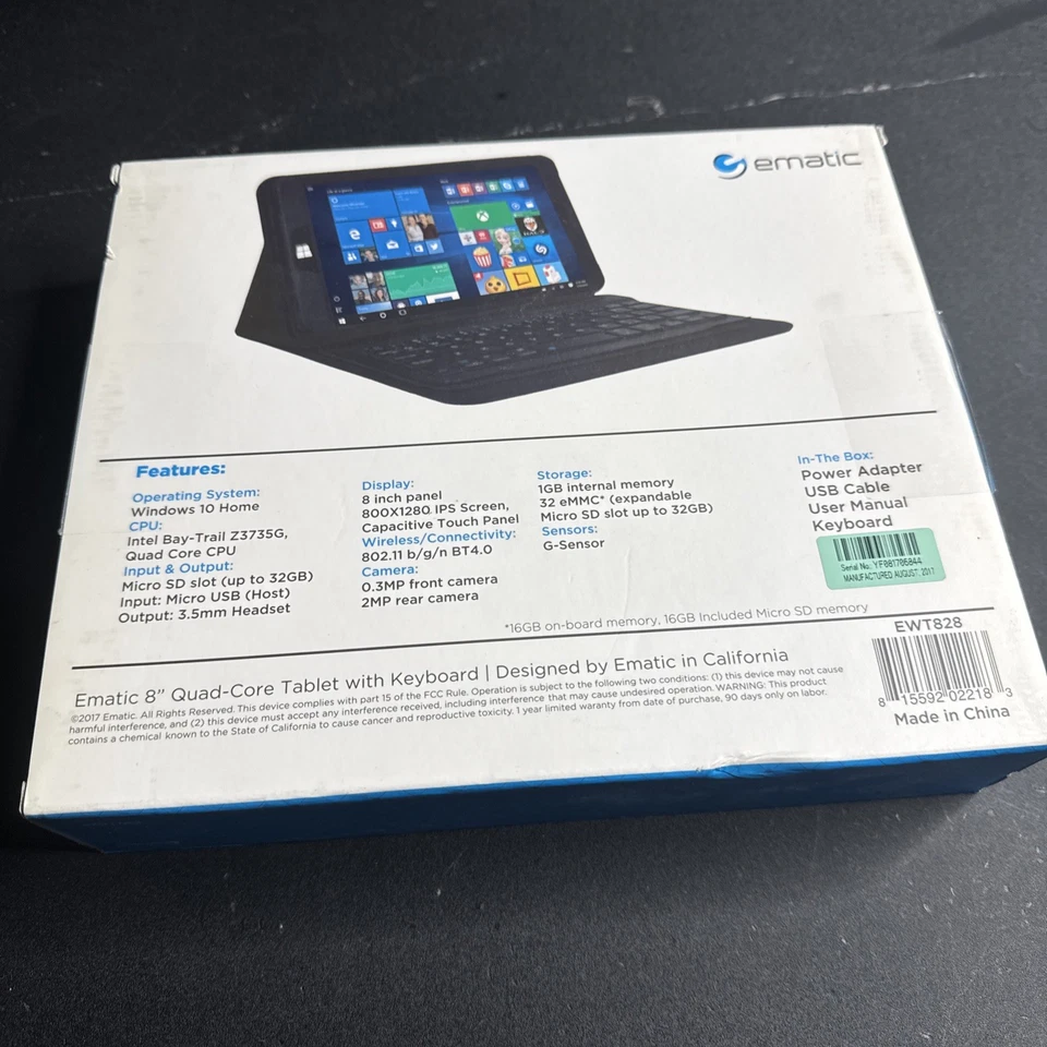 Ematic EWT828 - Tablet 8" touchscreen W/ Keyboard - Image 3 of 4