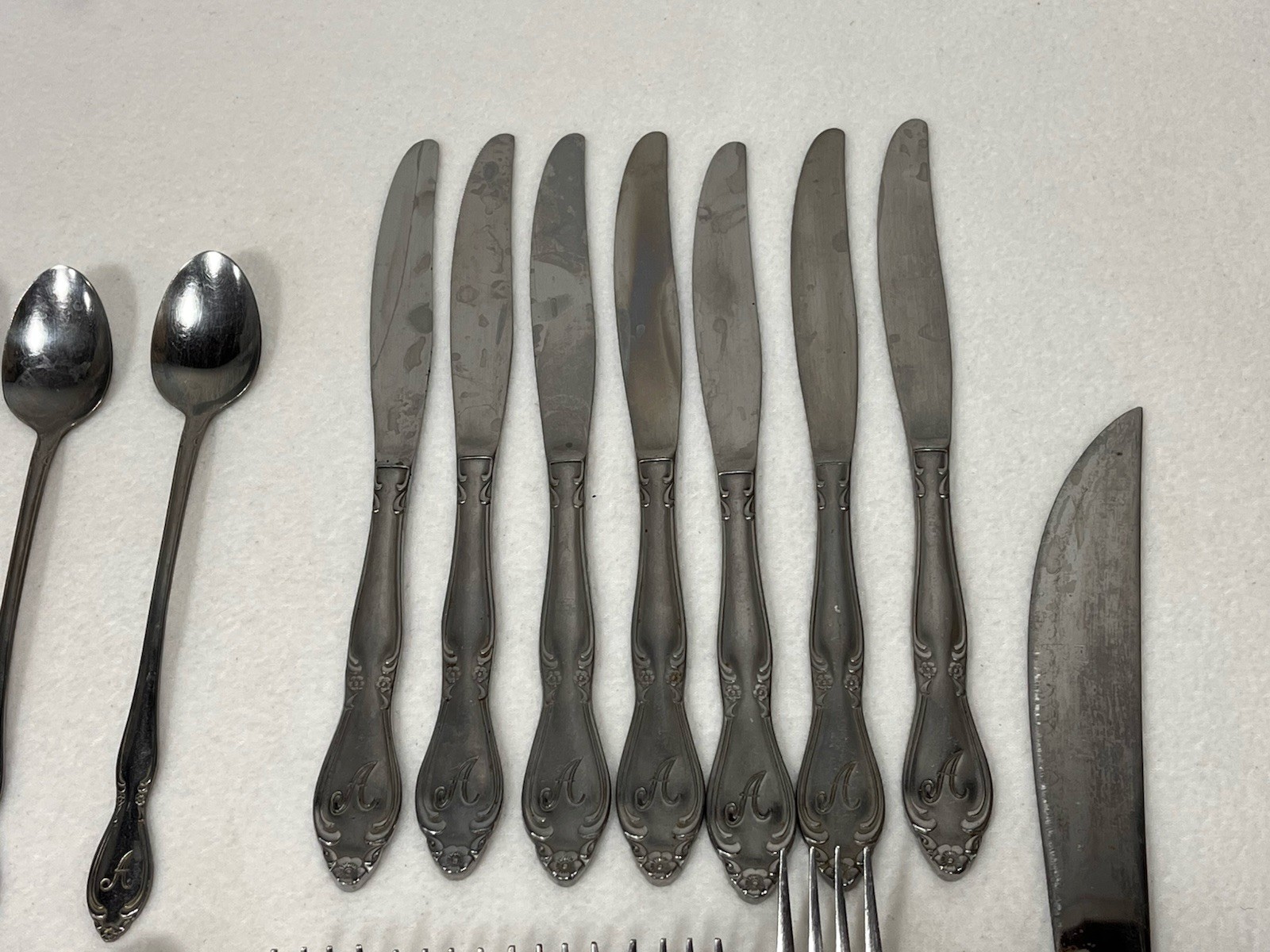 Letter A Stainless Steel Korea Flatware Silverware Monogrammed Serving Set 48 Pc