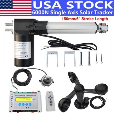 Single Axis Solar Tracker +6000N 6'' Linear Actuator+Wind Speed Sensor+Controller