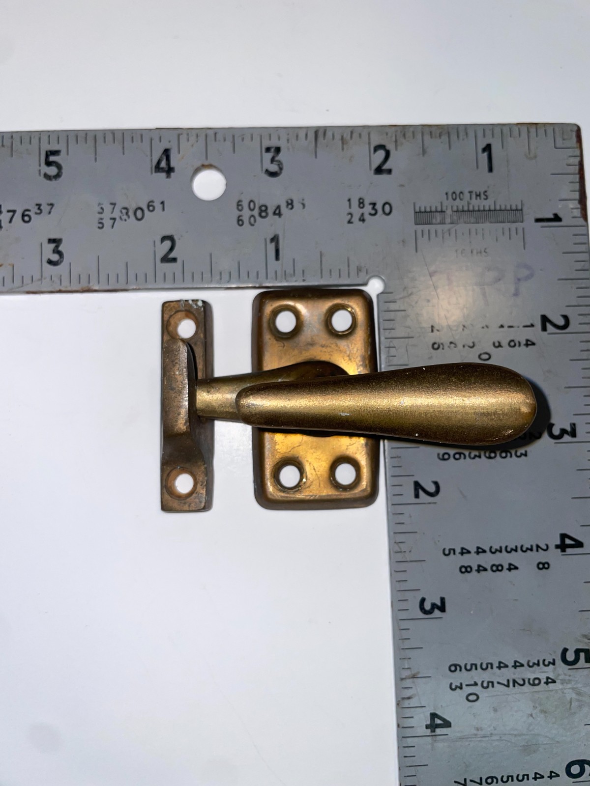 Reclaimed Vintage Latch Hook Brass Door Cabinet Hardware 